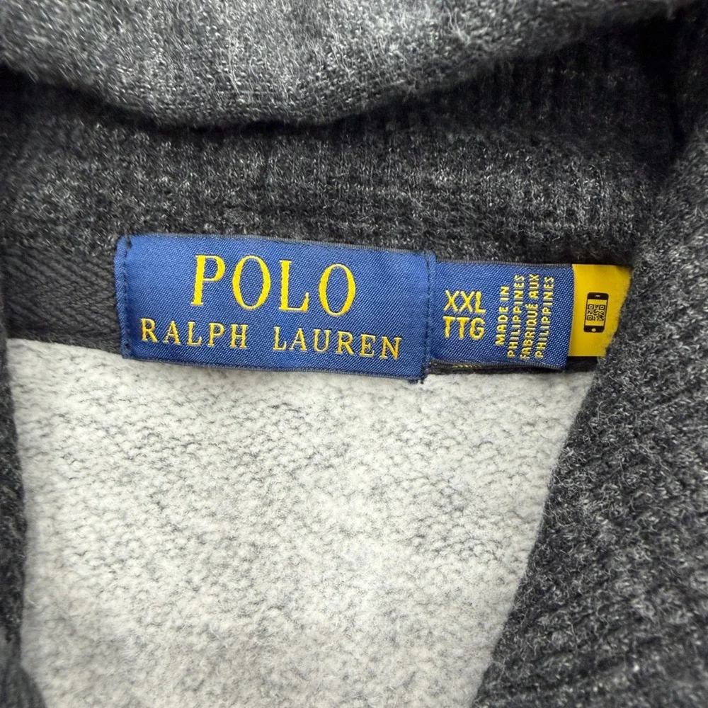Polo Ralph Lauren Mens Charcoal Grey Heather Full Zip Hoodie Sweatshirt XXL